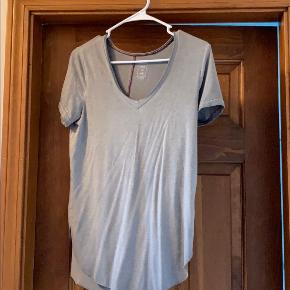 Gray V Neck Short Sleeve